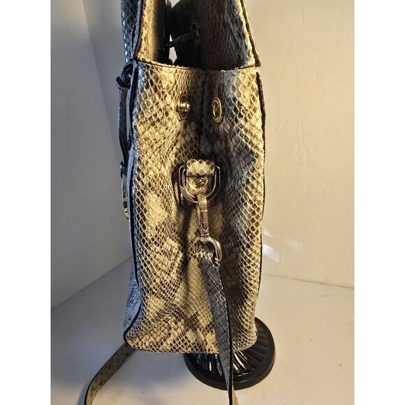 Gray Python Snakeskin Michael Kors Satchel Handbag W/Gold Hardware - Picture 6 of 8